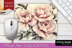 Peony Flowers Mouse Pad Sublimation - Floral Mousepad PNG Product Image 1