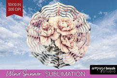 Peony Flowers Wind Spinner Sublimation PNG - Floral Round Product Image 1
