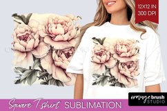 Peony Flowers Square Tshirt Background - Floral PNG Product Image 1