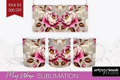 Peony Flowers Mug Wrap - Floral Mug PNG Sublimation Product Image 1