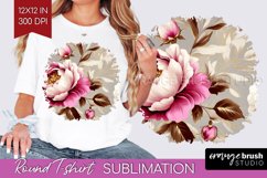Peony Flowers Round Tshirt Background - Floral PNG Product Image 1