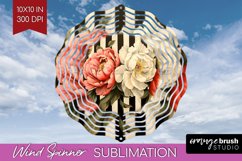 Peony Flowers Wind Spinner Sublimation PNG - Floral Round Product Image 1