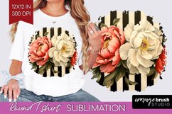 Peony Flowers Round Tshirt Background - Floral PNG Product Image 1