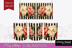 Peony Flowers Mug Wrap - Floral Mug PNG Sublimation Product Image 1