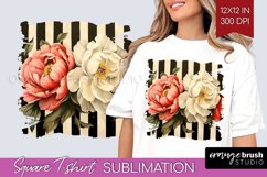 Peony Flowers Square Tshirt Background - Floral PNG Product Image 1
