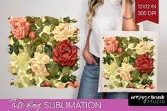 Peony Flowers Tote Bag - Floral Tote Bag PNG Sublimation Product Image 1