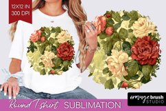 Peony Flowers Round Tshirt Background - Floral PNG Product Image 1