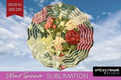 Peony Flowers Wind Spinner Sublimation PNG - Floral Round Product Image 1