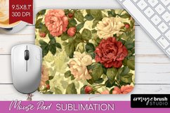 Peony Flowers Mouse Pad Sublimation - Floral Mousepad PNG Product Image 1
