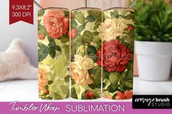 Peony Flowers Tumbler Wrap - Floral Tumbler PNG Sublimation Product Image 1