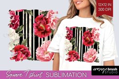 Peony Flowers Square Tshirt Background - Floral PNG Product Image 1