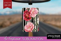 Peony Flowers Air Freshener PNG - Floral PNG Sublimation Product Image 1