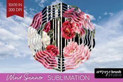Peony Flowers Wind Spinner Sublimation PNG - Floral Round Product Image 1