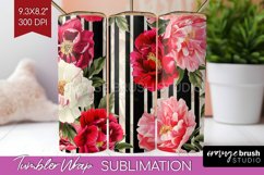 Peony Flowers Tumbler Wrap - Floral Tumbler PNG Sublimation Product Image 1