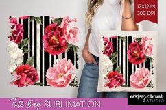 Peony Flowers Tote Bag - Floral Tote Bag PNG Sublimation Product Image 1