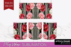 Peony Flowers Mug Wrap - Floral Mug PNG Sublimation Product Image 1