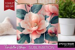 Peony Flowers Tumbler Wrap - Floral Tumbler PNG Sublimation Product Image 1