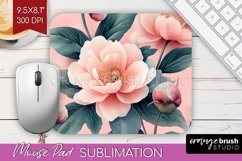 Peony Flowers Mouse Pad Sublimation - Floral Mousepad PNG Product Image 1