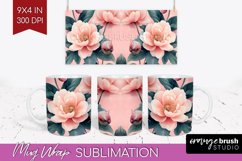 Peony Flowers Mug Wrap - Floral Mug PNG Sublimation Product Image 1