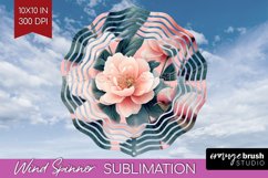 Peony Flowers Wind Spinner Sublimation PNG - Floral Round Product Image 1