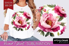Peony Flowers Round Tshirt Background - Floral PNG Product Image 1