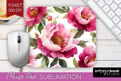 Peony Flowers Mouse Pad Sublimation - Floral Mousepad PNG Product Image 1