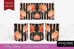 Peony Flowers Mug Wrap - Floral Mug PNG Sublimation Product Image 1