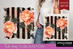 Peony Flowers Tote Bag - Floral Tote Bag PNG Sublimation Product Image 1