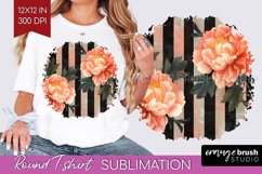 Peony Flowers Round Tshirt Background - Floral PNG Product Image 1