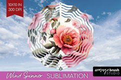 Peony Flowers Wind Spinner Sublimation PNG - Floral Round Product Image 1