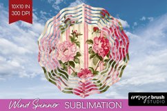 Peony Flowers Wind Spinner Sublimation PNG - Floral Round Product Image 1