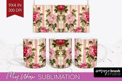 Peony Flowers Mug Wrap - Floral Mug PNG Sublimation Product Image 1