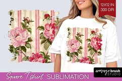 Peony Flowers Square Tshirt Background - Floral PNG Product Image 1