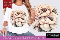 Peony Flowers Round Tshirt Background - Floral PNG Product Image 1