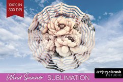 Peony Flowers Wind Spinner Sublimation PNG - Floral Round Product Image 1