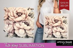 Peony Flowers Tote Bag - Floral Tote Bag PNG Sublimation Product Image 1