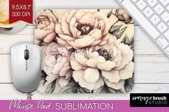 Peony Flowers Mouse Pad Sublimation - Floral Mousepad PNG Product Image 1