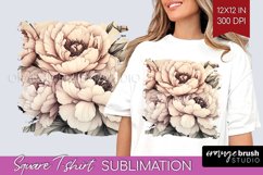 Peony Flowers Square Tshirt Background - Floral PNG Product Image 1