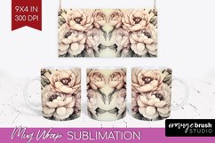 Peony Flowers Mug Wrap - Floral Mug PNG Sublimation Product Image 1