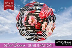 Peony Flowers Wind Spinner Sublimation PNG - Floral Round Product Image 1