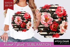 Peony Flowers Round Tshirt Background - Floral PNG Product Image 1