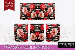 Peony Flowers Mug Wrap - Floral Mug PNG Sublimation Product Image 1