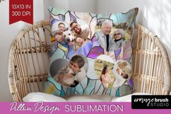 Stained Glass Photo Pillow PNG - Flowers Picture Frame Cover Product Image 1