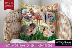Stained Glass Photo Pillow PNG - Flowers Picture Frame Cover Product Image 1