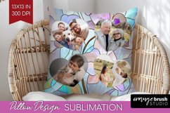 Stained Glass Photo Pillow PNG - Flowers Picture Frame Cover Product Image 1