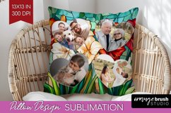 Stained Glass Photo Pillow PNG - Flowers Picture Frame Cover Product Image 1