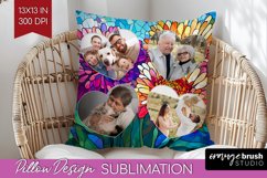 Stained Glass Photo Pillow PNG - Flowers Picture Frame Cover Product Image 1