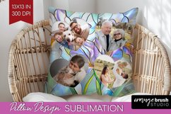 Stained Glass Photo Pillow PNG - Flowers Picture Frame Cover Product Image 1