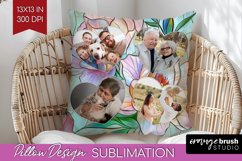 Stained Glass Photo Pillow PNG - Flowers Picture Frame Cover Product Image 1