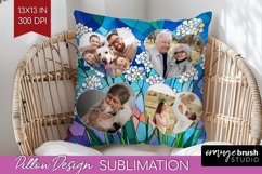 Stained Glass Photo Pillow PNG - Flowers Picture Frame Cover Product Image 1